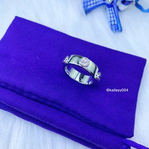Tory Burch Miller Studded Logo Ring in Silver (Brand New with Dust Bag)